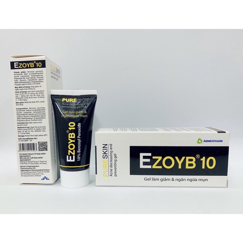 Gel EZOYB 10 Giúp giảm và ngăn ngừa mụn trứng cá 10g