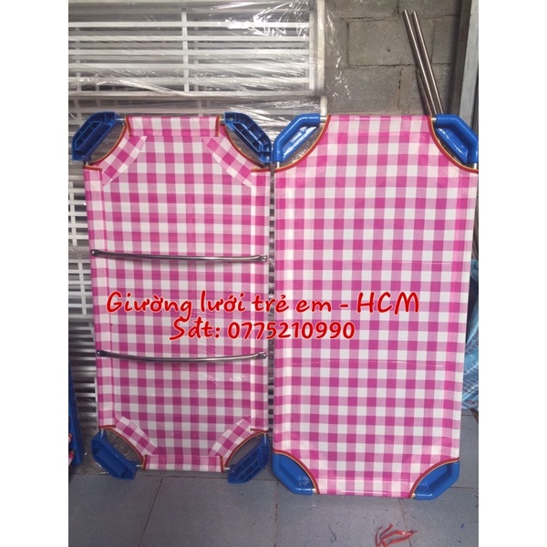 Giường Lưới trẻ em Loại 1 ( Dành cho trẻ 0-5tuổi) - Caro Hồng (Mẫu mới)
