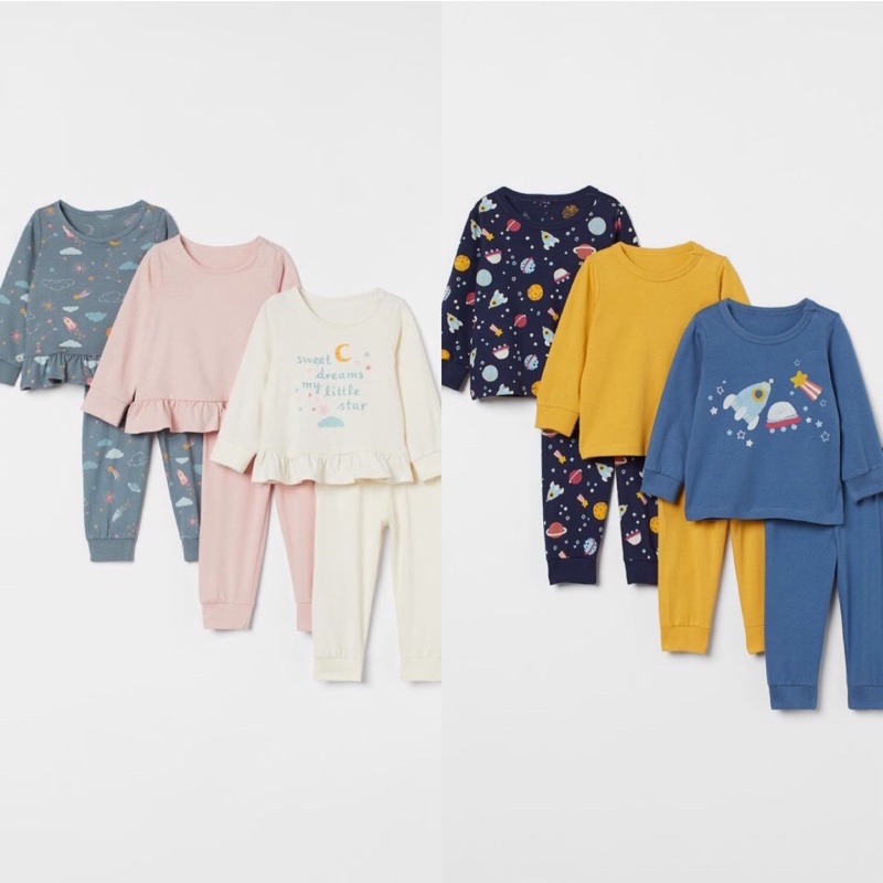 Set 3 bộ pyjama HM auth bé