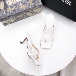Guốc xỏ ngón nữ đan dây gót nhọn 5 phân