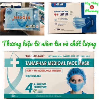 Khẩu trang y tế 4 lớp than hoạt tính hộp 50 chiếc Tanaphar, kháng khuẩn và lọc khói bụi mịn độc hại
