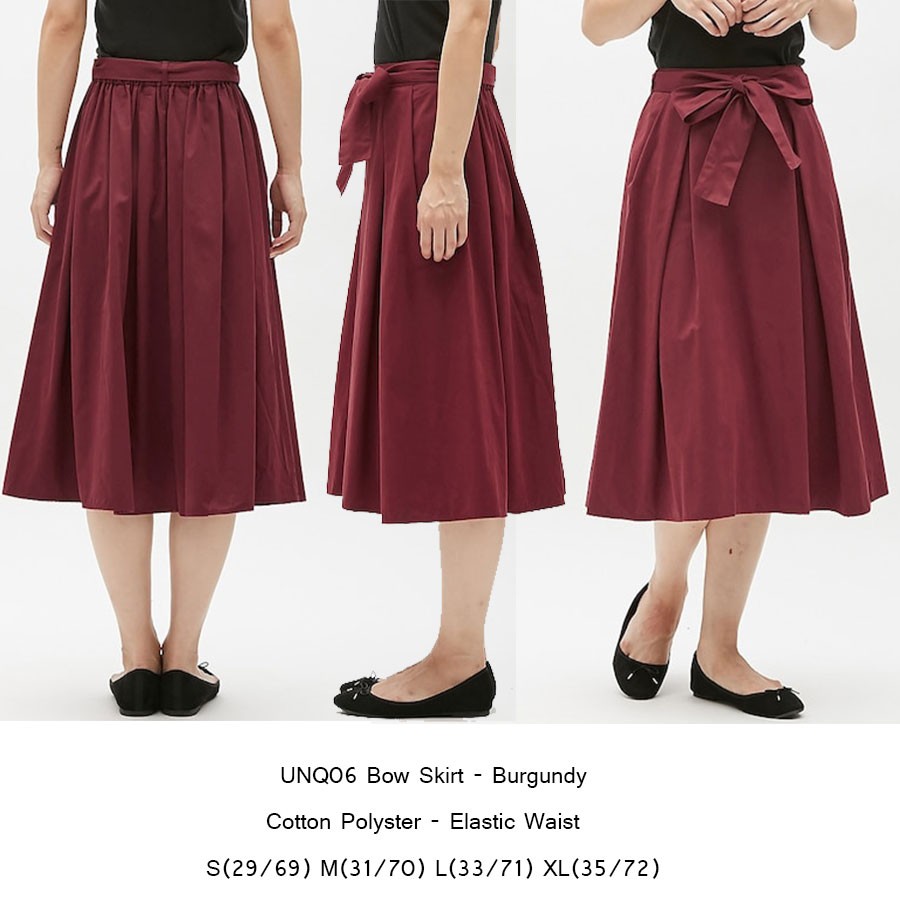 Uniqlo Chân Váy Midi Xếp Ly Đính Nơ Xinh Xắn