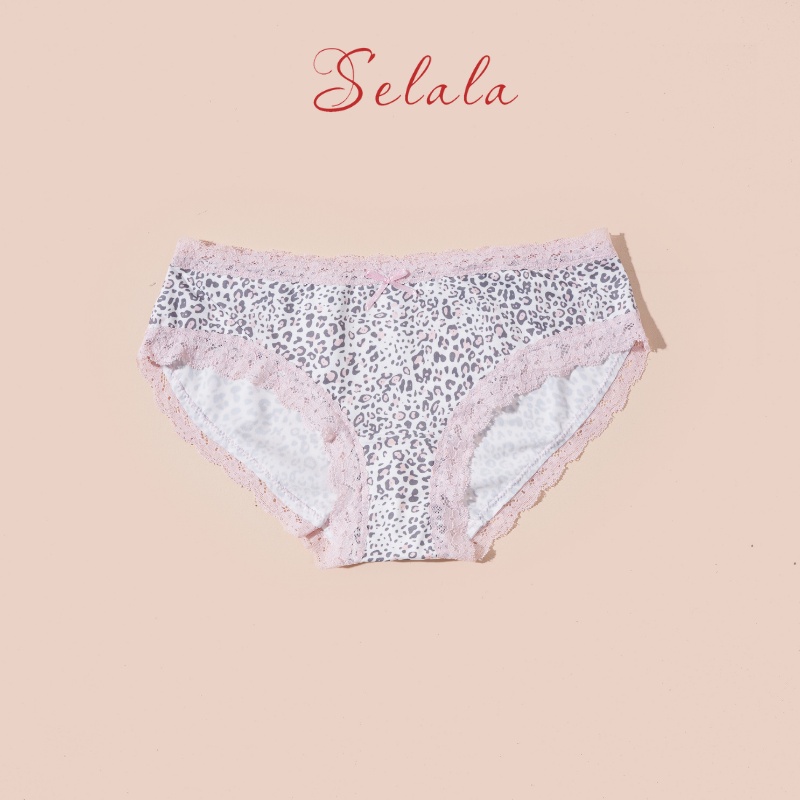 Quần Lót Nữ Selala Thiết Kế Su Beo Cá Tính Phối Viền Ren Dáng Ôm Thông Thống QS18