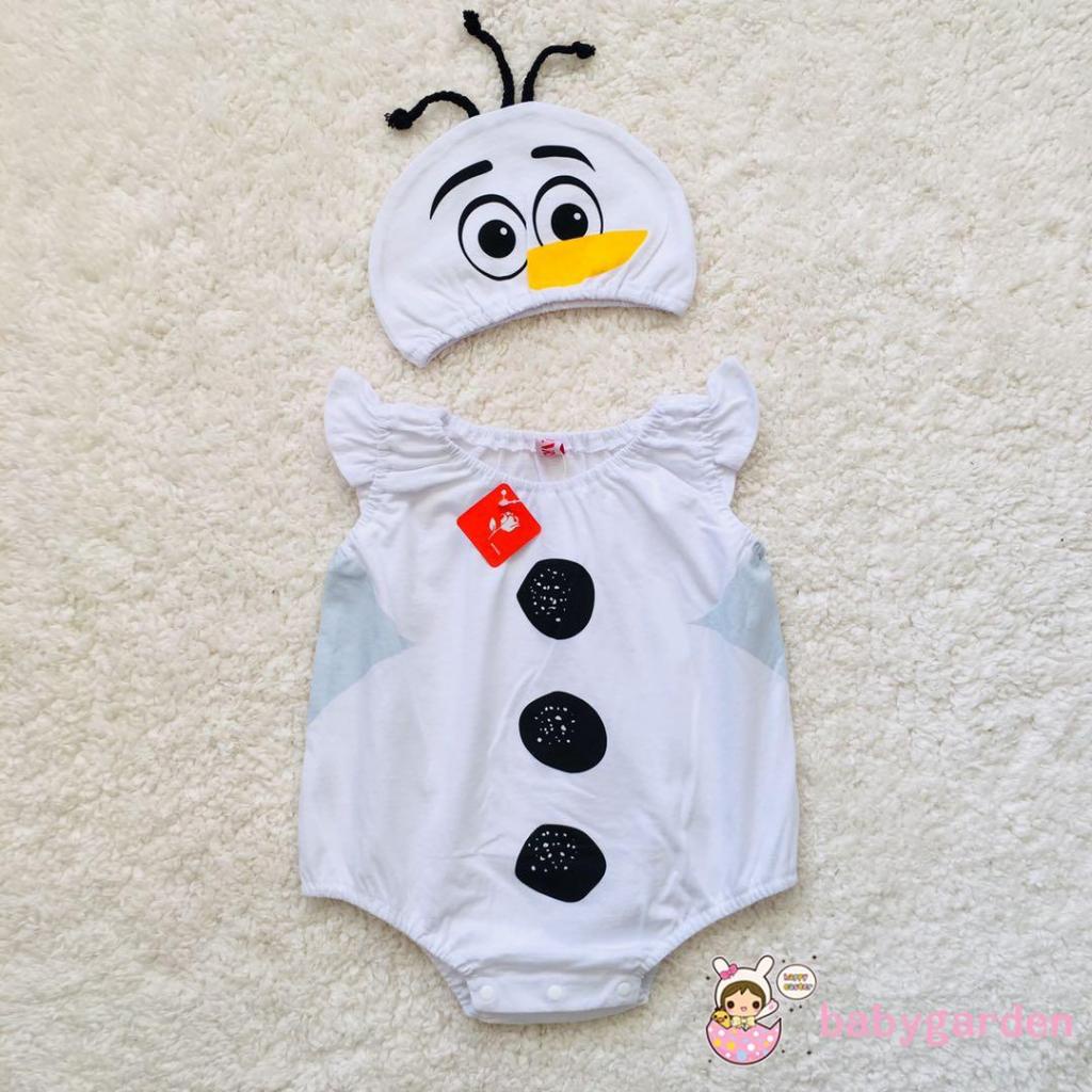 Babygarden-unisex Áo Liền Quần Cổ Tròn Tay Bay Ghép Nối Phong Cách Động Vật Hoạt Hình Mùa Hè