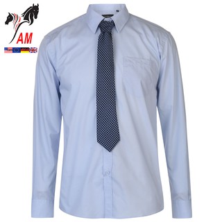 Áo Sơ Mi Nam Dài Tay Pierre Cardin Long Sleeve Shirt Mens With Giorgio Tie Cao Cấp (Blue -  UK )