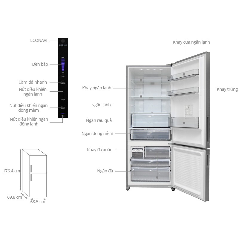 Tủ lạnh Panasonic 405L NR-BX460WSVN
