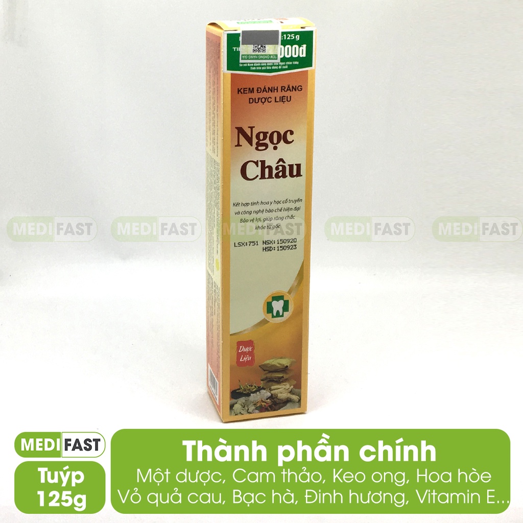 Kem đánh răng Ngọc Châu 125g Mẫu mới - Kem đánh răng thảo dược