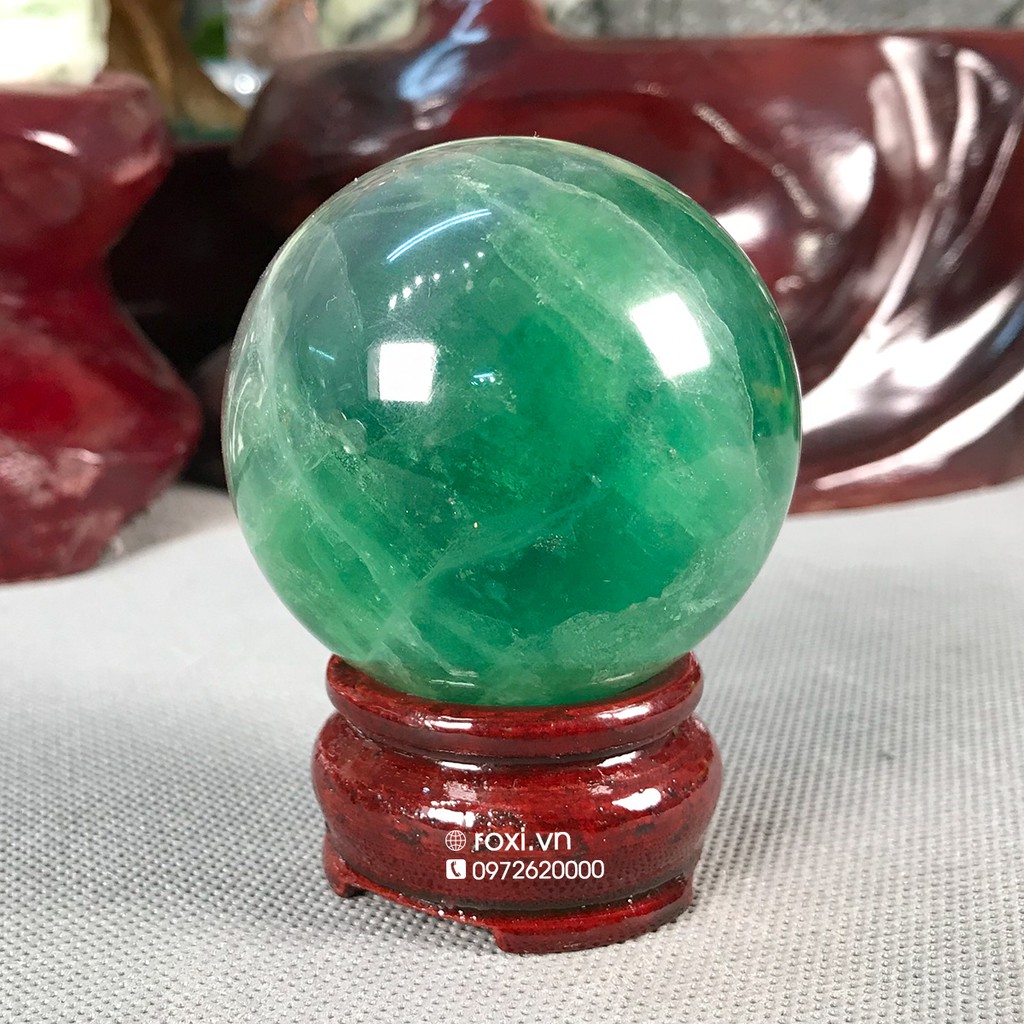 Quả cầu Phong thủy xanh lục Fluorit - 6cm