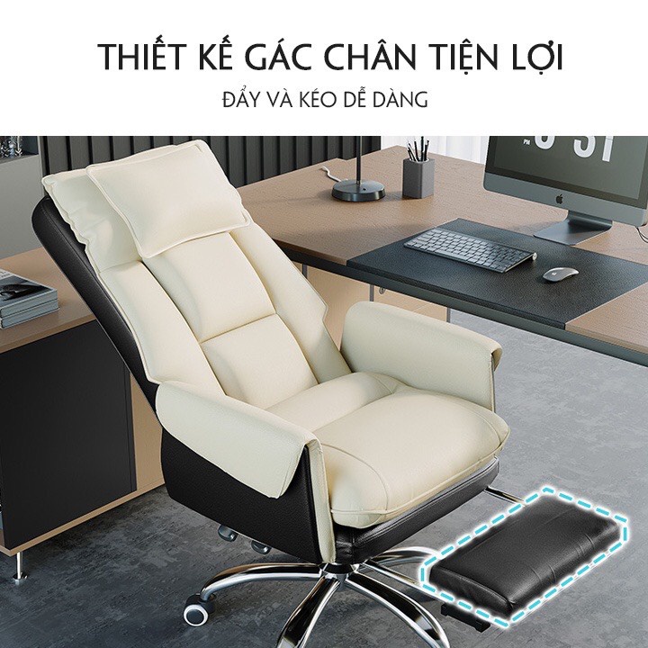 Ghế văn phòng , làm việc , sofa chân xoay nâng hạ có gác chân , ngã lưng
