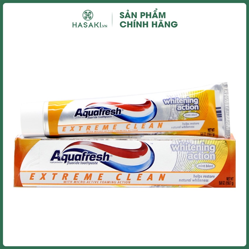 Kem Đánh Răng Aquafresh Phục Hồi Độ Sáng Tự Nhiên Extreme Clean Whitening Action 158.7g Hasaki