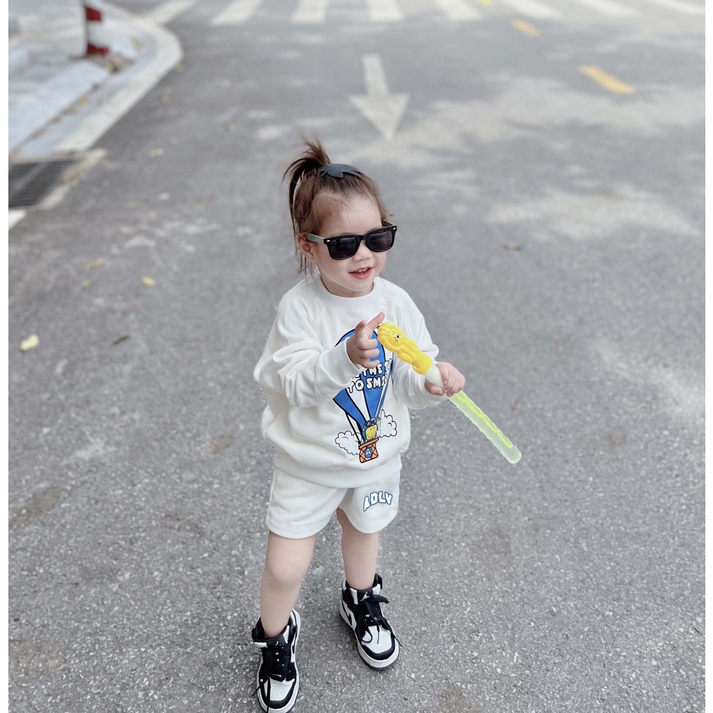 Bộ áo nỉ quần short ADLV khí cầu basic cho bé , set quần áo cao cấp siêu ngầu trẻ em unisex , Gonz_K