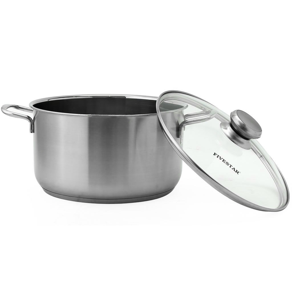 Nồi Inox 3 đáy Fivestar Five Star 20cm, 24cm, 26cm, 28cm nắp kính Đáy Từ