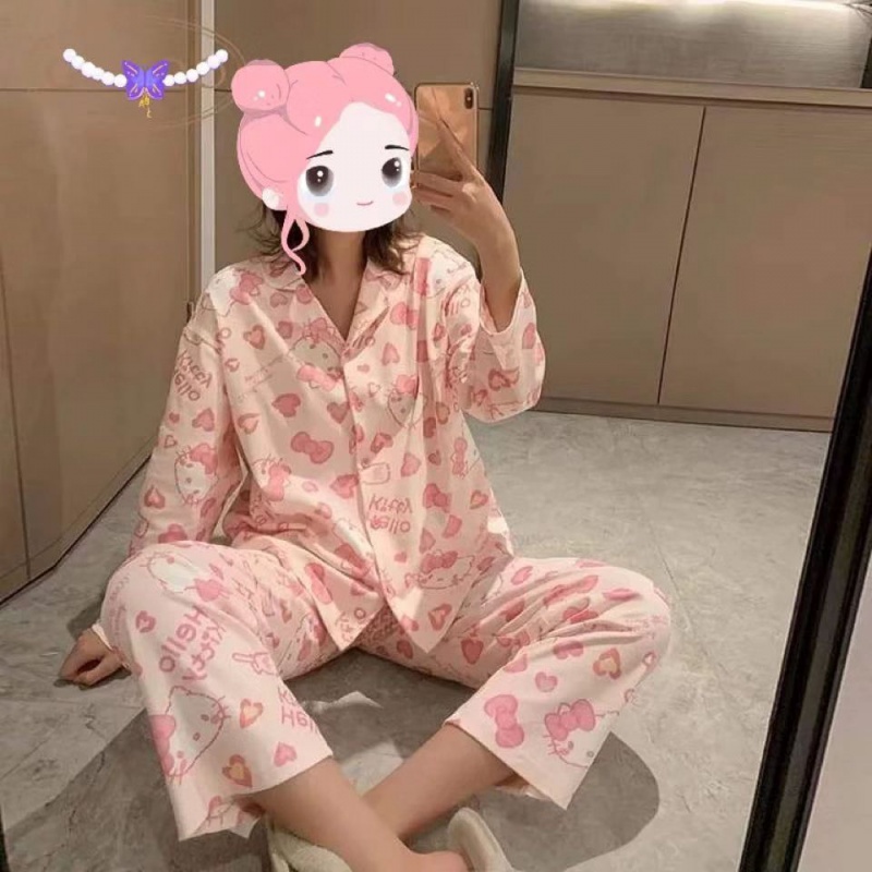 Bộ Đồ Ngủ Tay Dài In Họa Tiết Hoạt Hình Phong Cách Hàn Quốc Thời Trang Xuân Thu Cho Nữ