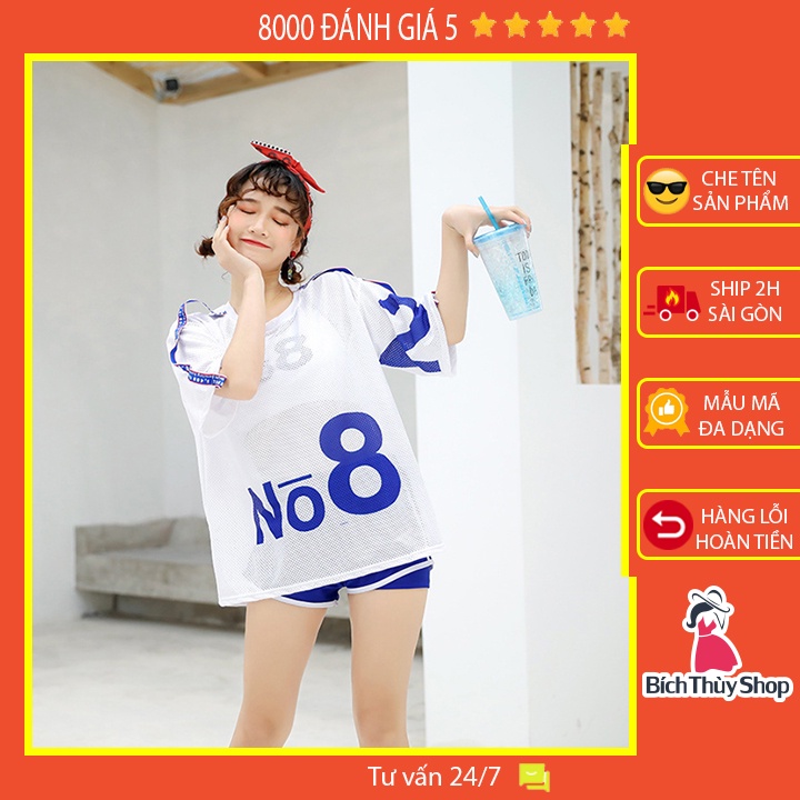 Set bơi thể thao cho nữ bộ bơi 3 mãnh có áo lưới năng động cá tính kiểu No_8 màu xanh