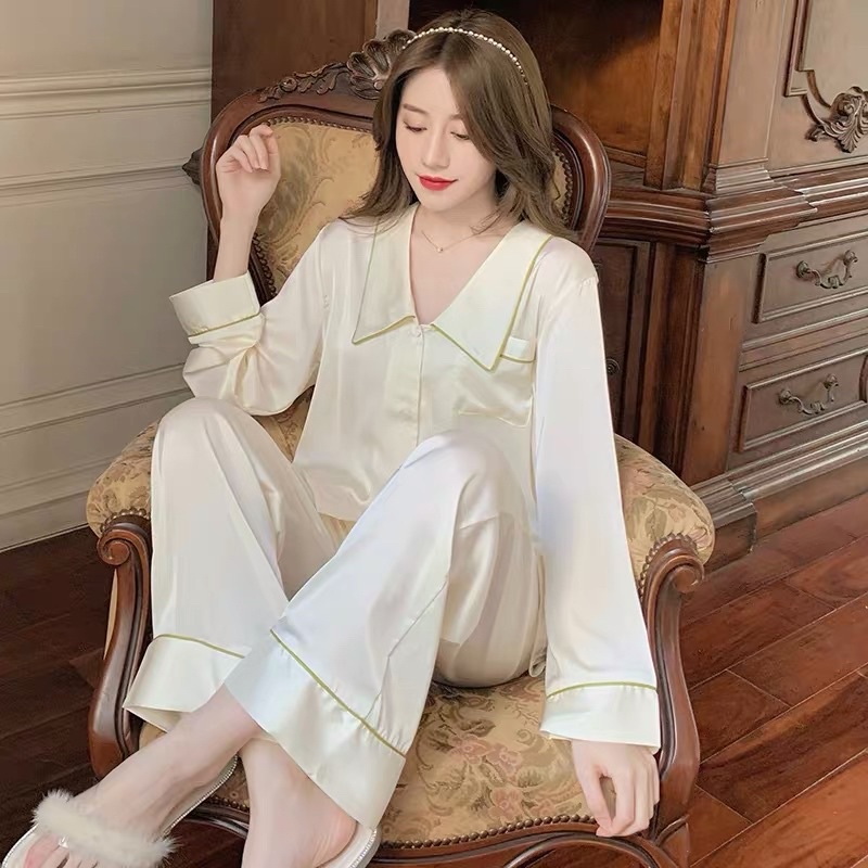 Bộ ngủ dài tay, bộ ngủ lụa cao cấp ⚡️FREE SHIP⚡️ Bộ lụa