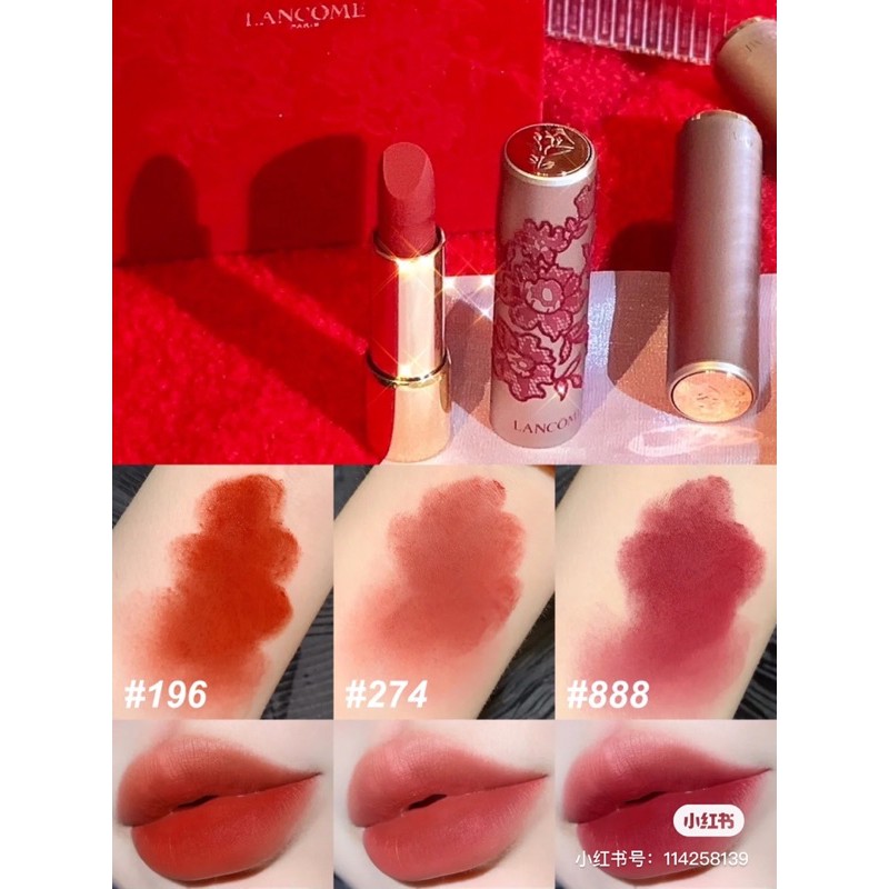 (Chuẩn Auth) Son Lancom 196/888/274 vỏ thêu hoa bản Limited