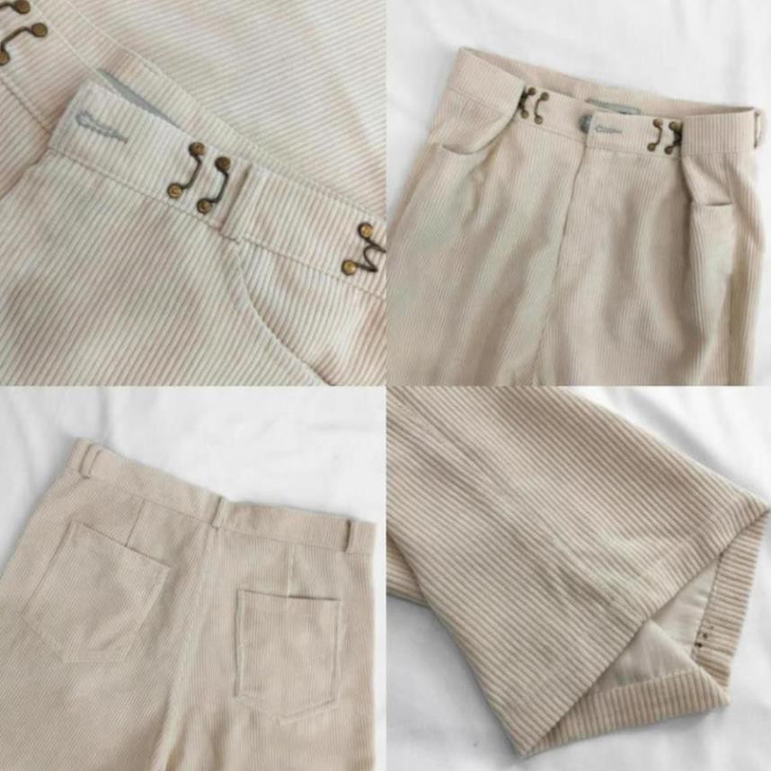 1hitshop Quần Dài Nhung Gân DONI PANTS Form Suông Phối Móc Gài Eo Ulzzang