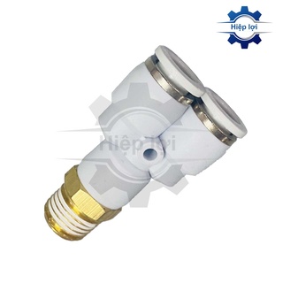 Nối chữ Y 2 đầu ống 1 đầu ren ngoài YPX - nối khí nén 2 đầu ghim ống hơi 1 đầu ren - cút nối ống hơi
