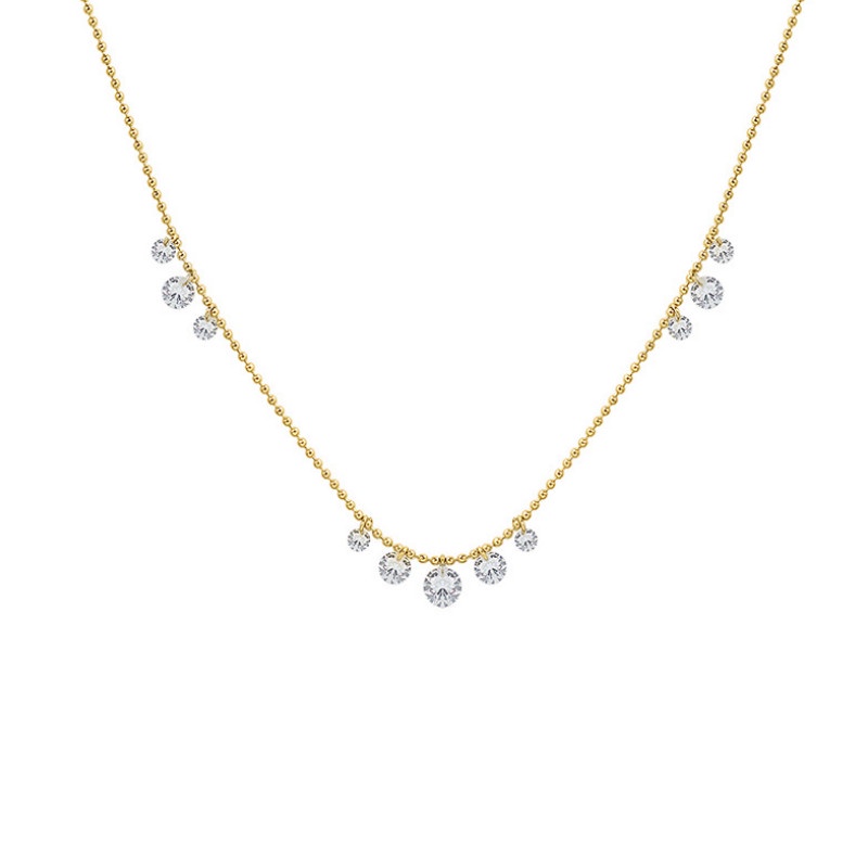 Dây Chuyền Bi Sợi Mảnh Đính Pha Lê Titan Ko Đen TT 3875