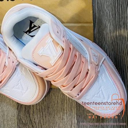 Giày thể thao nữ louis vuitton hồng nhạt , Giày LV Trainer Sneaker hồng. Giày LV hồng size 36-39