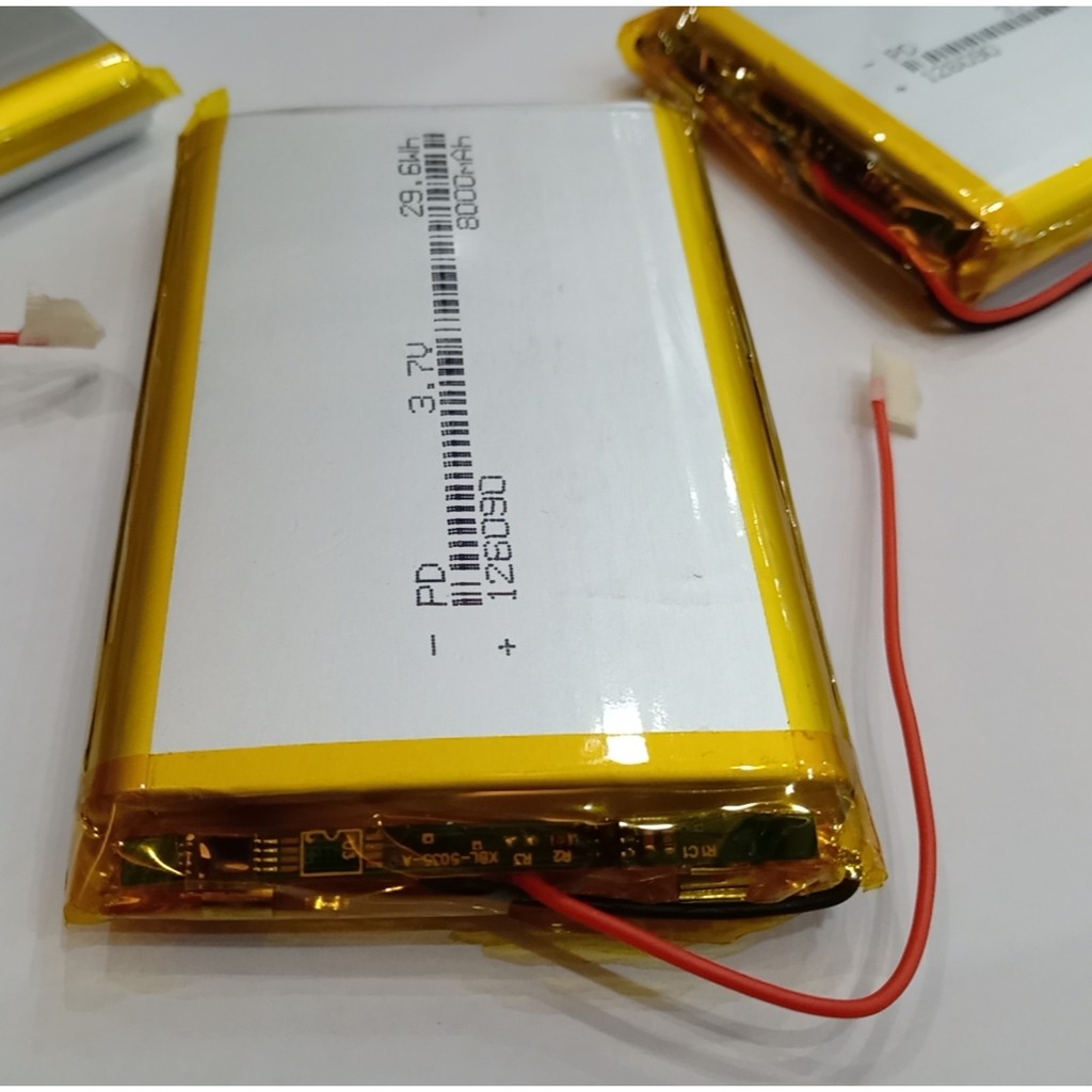 Pin Lithium 8000mAh Li-Po 3.7V 126090 8000mAh (Ảnh thật có sẵn mạch bảo vệ &amp; đầu dây chờ)