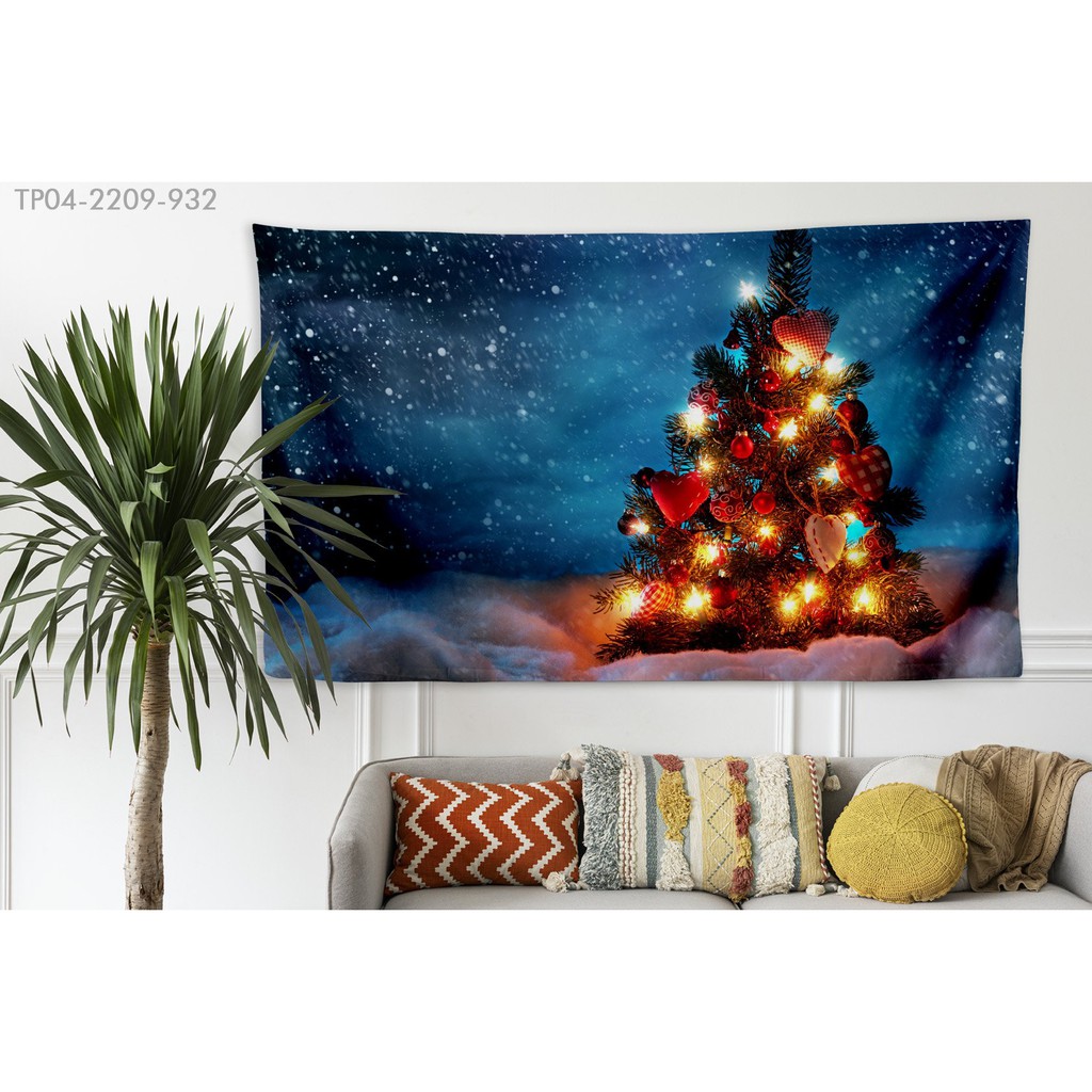 Tranh vải treo tường trang trí NOEL, vải treo tường decor, vải treo tường in 3D (TẶNG móc treo, miếng dán 3M)