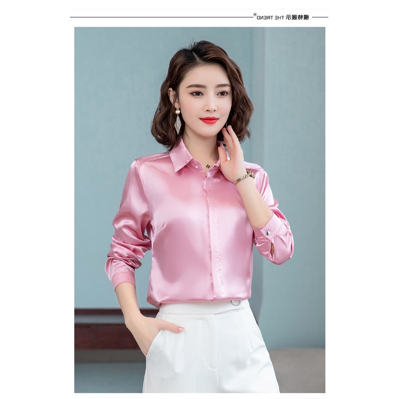 Áo Sơ Mi Nữ Công Sở Màu Hồng Cổ Đức CHIPY Kiểu Hàn Quốc Vintage Ulzzang Form Rộng Dài Tay Đẹp Chất Lụa Cao Cấp A2V | BigBuy360 - bigbuy360.vn
