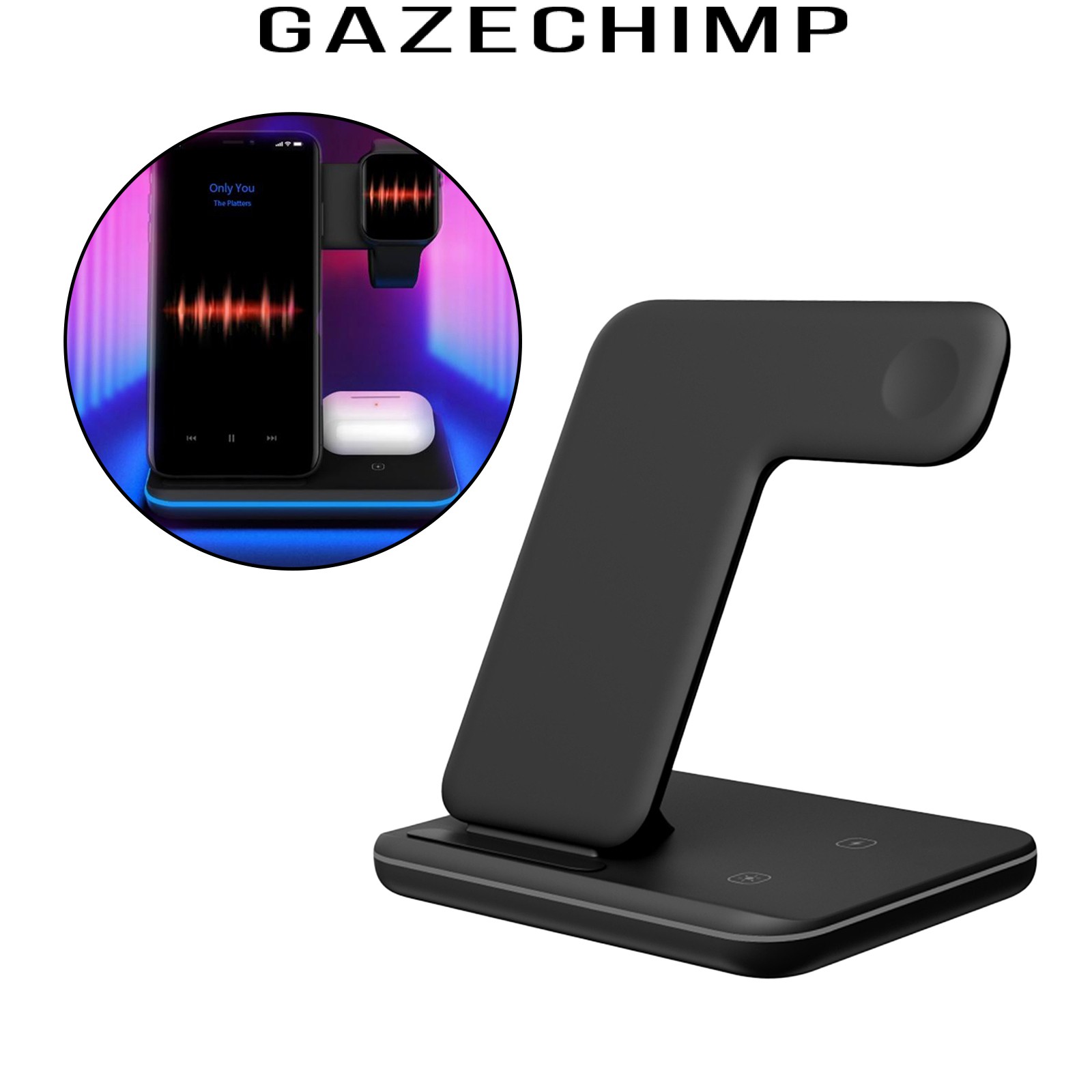 [GAZECHIMP] Wireless Charger 3 in 1 15W Qi Wireless Charging Station for iPhone SE/11 Pro/XS max/XR/X, Charging Pad for Airpods, for iWatch Series 6/SE/5/4/3/2