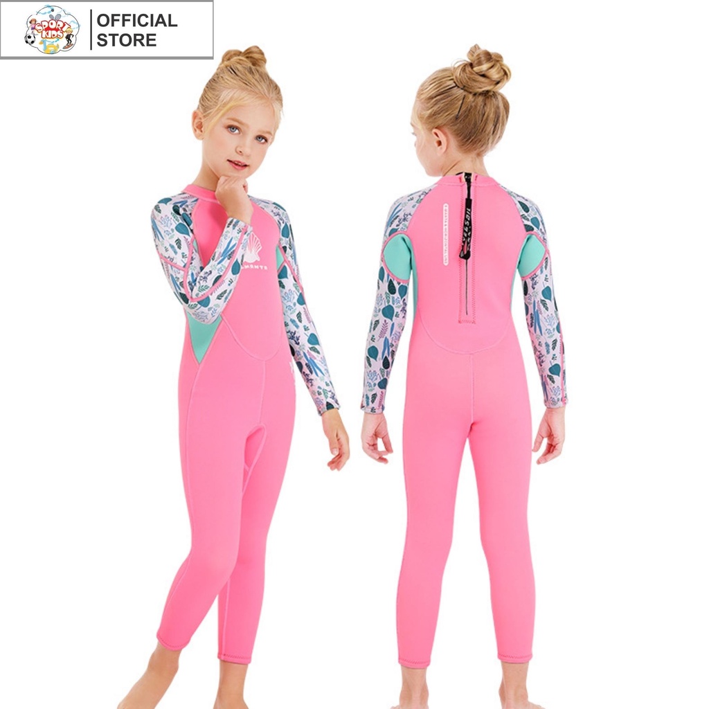 Đồ Bơi Liền Thân Dài Tay Cho Bé Gái Từ 10kg Đến 46kg - SPORTKIDS 10