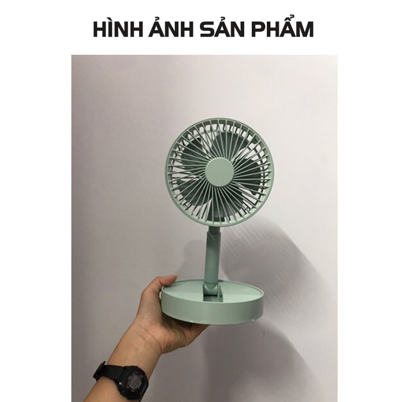 [LOẠI 1] Quạt Mini Để Bàn - Quạt Tích Điện Gấp Gọn Điều Chỉnh Xoay 180 Độ - Pin 1200mAh, 3 Tốc Độ Gió, Cổng Sạc USB