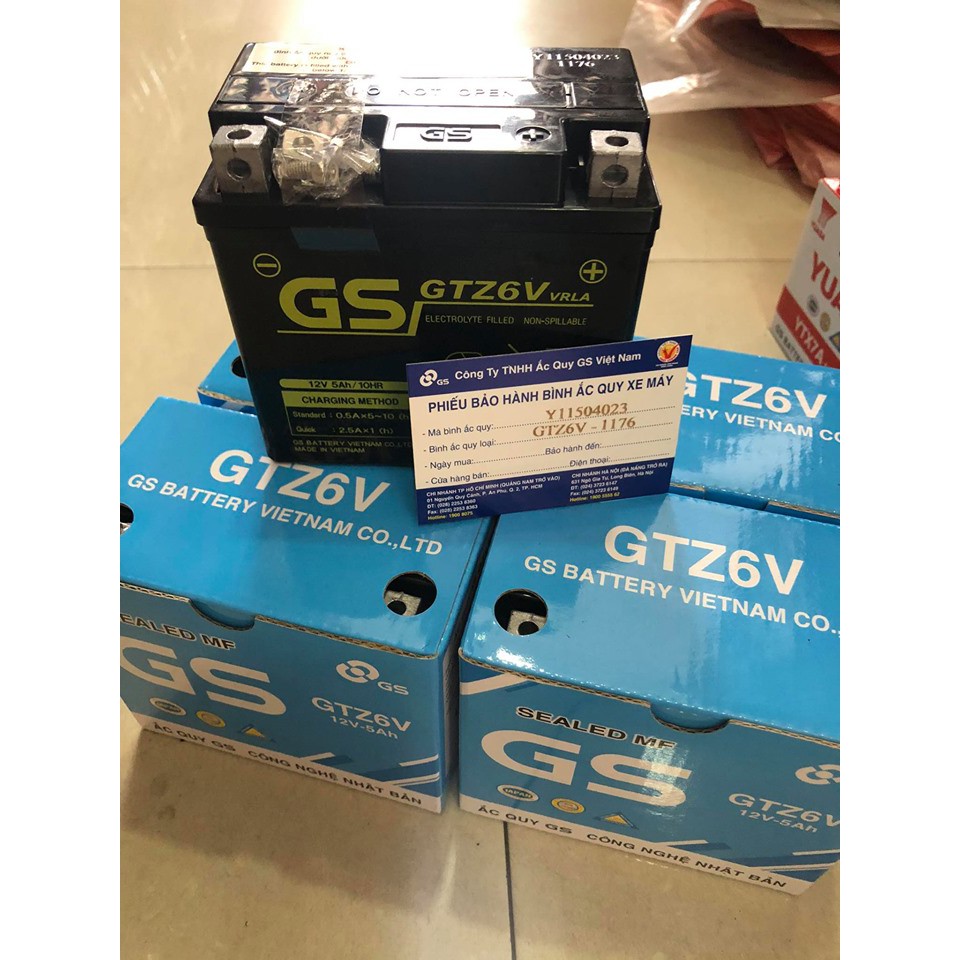 (GIÁ SỈ) 4 Bình Ắc Quy Khô GS GTZ6V -12V 5Ah ( 272K/1 BÌNH) CHÍNH HÃNG . zin