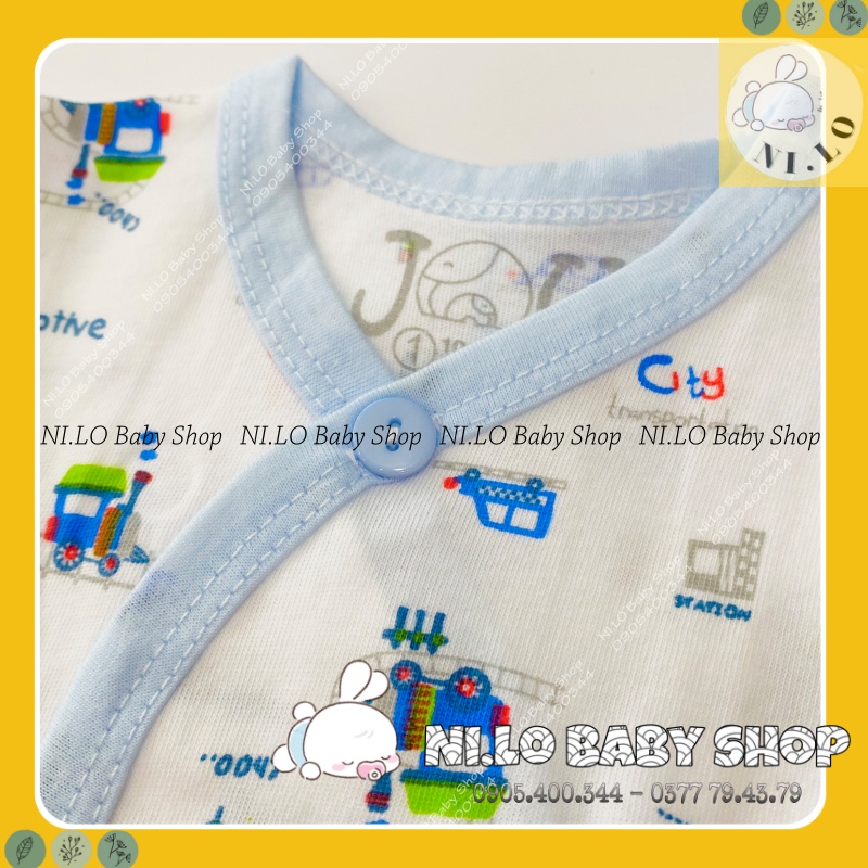 Áo sơ sinh ngắn tay cài xéo Họa Tiết JOU, chất vải cotton 100% cao cấp mềm mịn, thoáng mát {Ảnh thật}