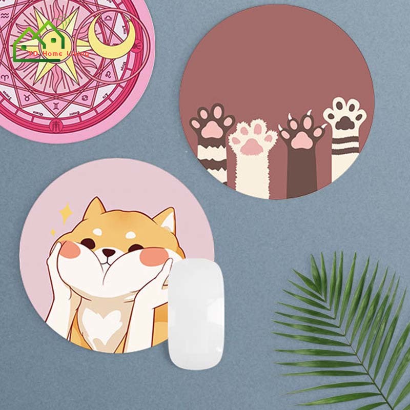 Miếng Lót Chuột Máy Tính Hình In Tròn Họa Tiết Hoạt Hình Dễ Thương