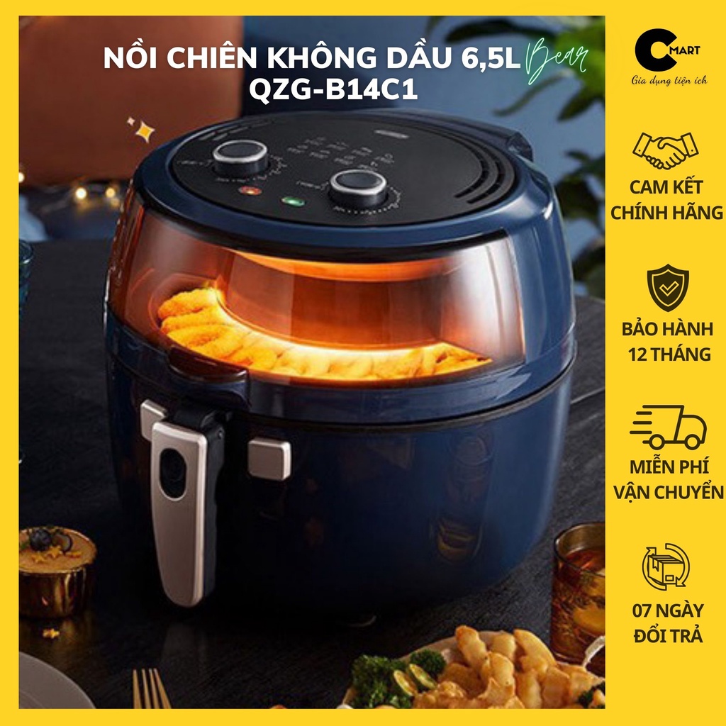 Nồi Chiên Không Dầu Bear Dung tích 6.5L Đảo Tự Động Bear QZG-B14C1 [CMART_GIA DỤNG TIỆN ÍCH]