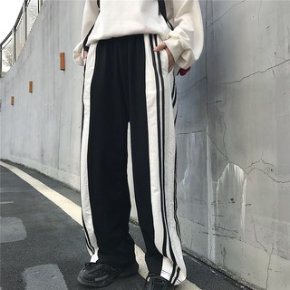 Quần ống suông dài unisex viền line ulzzang quần sọc (hàng order không có sẵn)