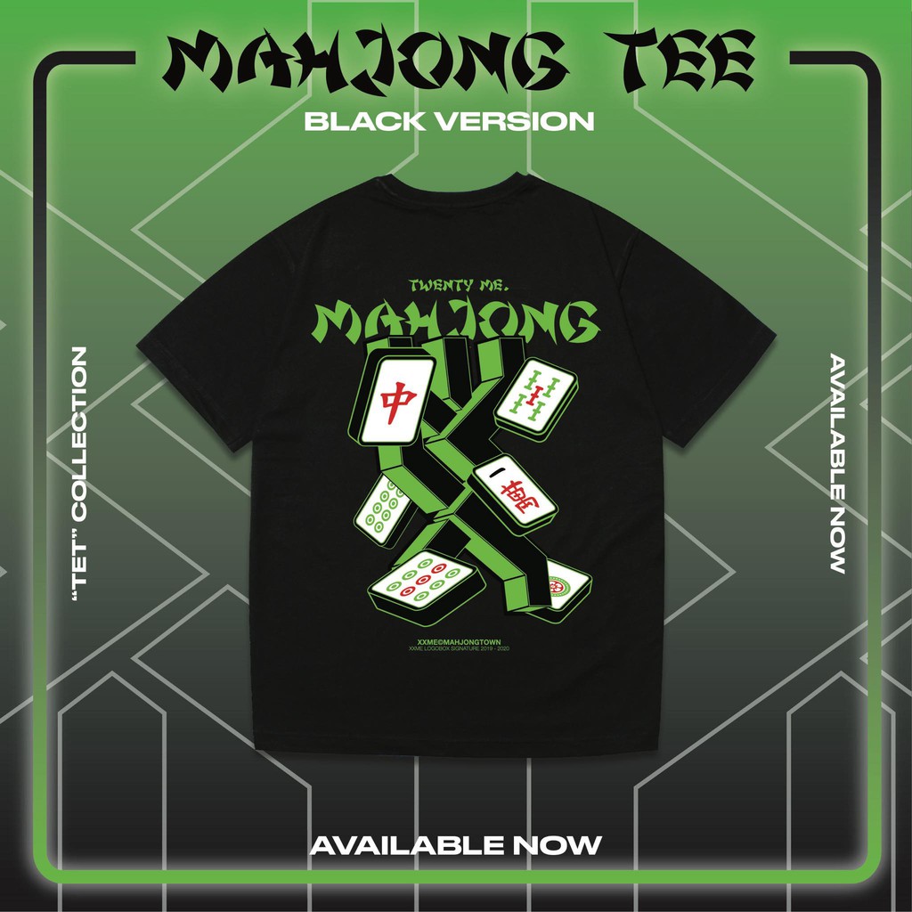 < XXME > - Áo thun Mahjong màu đen ( chính hãng )