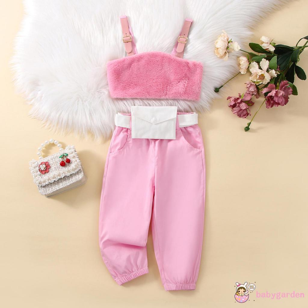 Set Đồ 3 Món Gồm Áo Không Tay Màu Trơn + Quần Dài Có Túi Cho Bé Gái 1-6 Tuổi