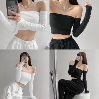 Áo croptop tay dài bẹt vai ulzzang cá tính hot hit
