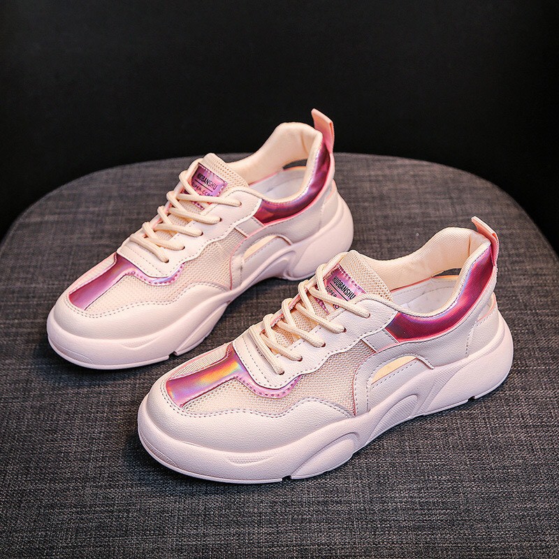 Giày thể thao nữ Bansu có 2 màu trắng &amp; hồng, thời trang hàn quốc đẹp giá rẻ, sử dụng đi học đi chơi đi làm, hot hè 2020