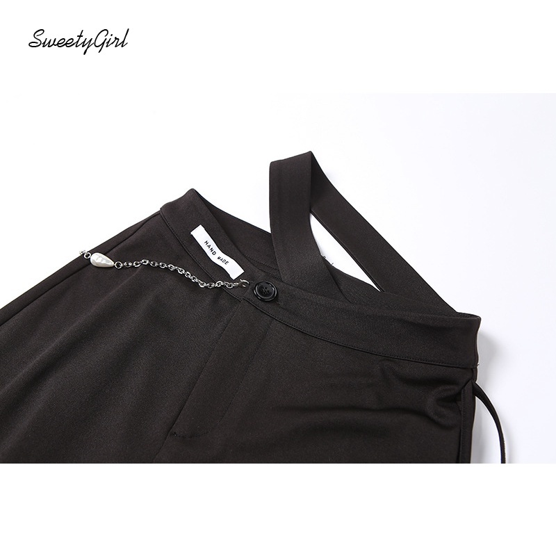 Quần dài ống loe lưng cao màu trơn thời trang cho nữ