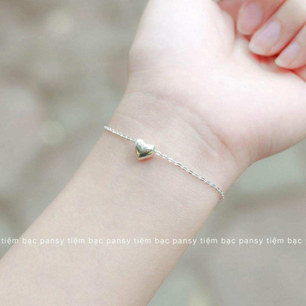 Lắc tay bạc nữ tim phồng xinh xắn PANSY - Vòng lắc bạc ta đeo tay nữ thanh lịch