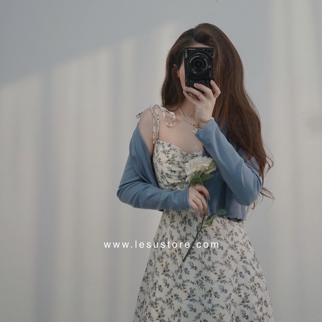 Sét Váy Hai Dây Hoa Nhí 💖Hàng Tốt💖 Váy Kèm Áo Khoác Cardigan Siêu Đẹp