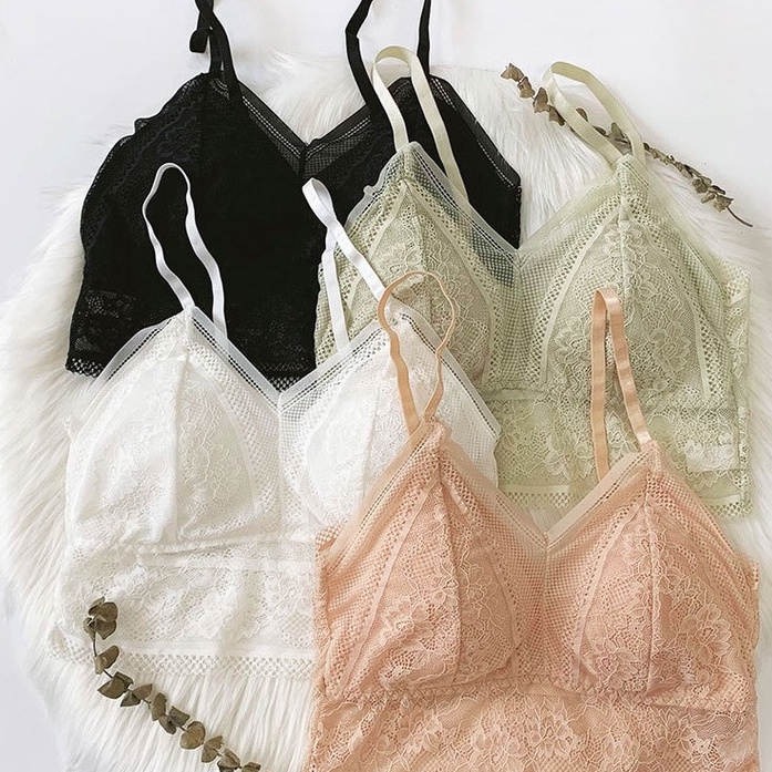 Bralete nữ, áo lót nữ ren hoa croptop siêu xinh có đệm mút ngực dày dặn, hàng Quảng Châu cao cấp loại 1 | BigBuy360 - bigbuy360.vn