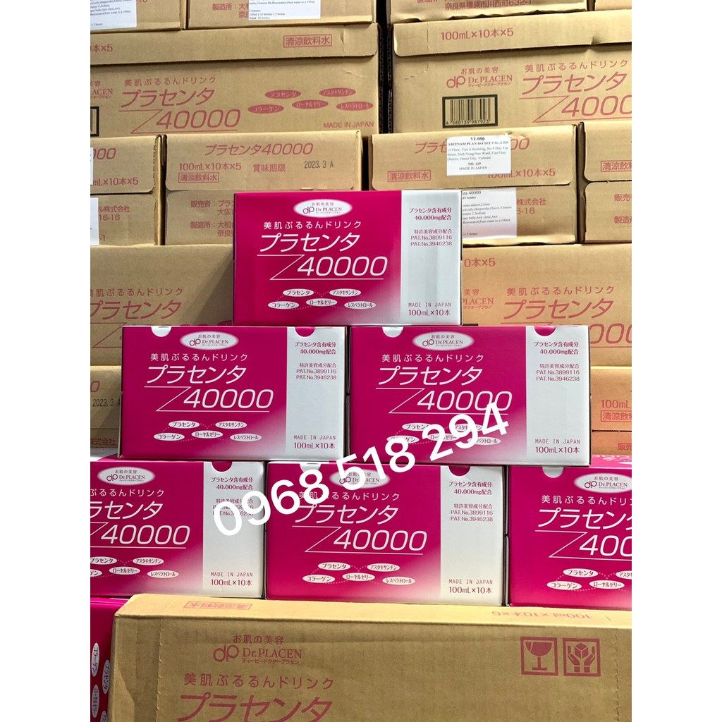 Nước uống nhau thai Collagen Placenta 40000 Hộp thuỷ tinh 10 lọ (100ml/lọ) | Thế Giới Skin Care