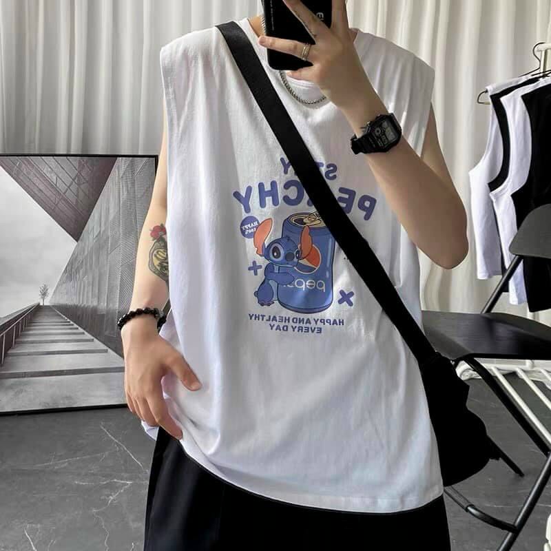 40-75kg Áo nam nữ ba lỗ in Họa tiết STCHER thời trang bigsize unisex