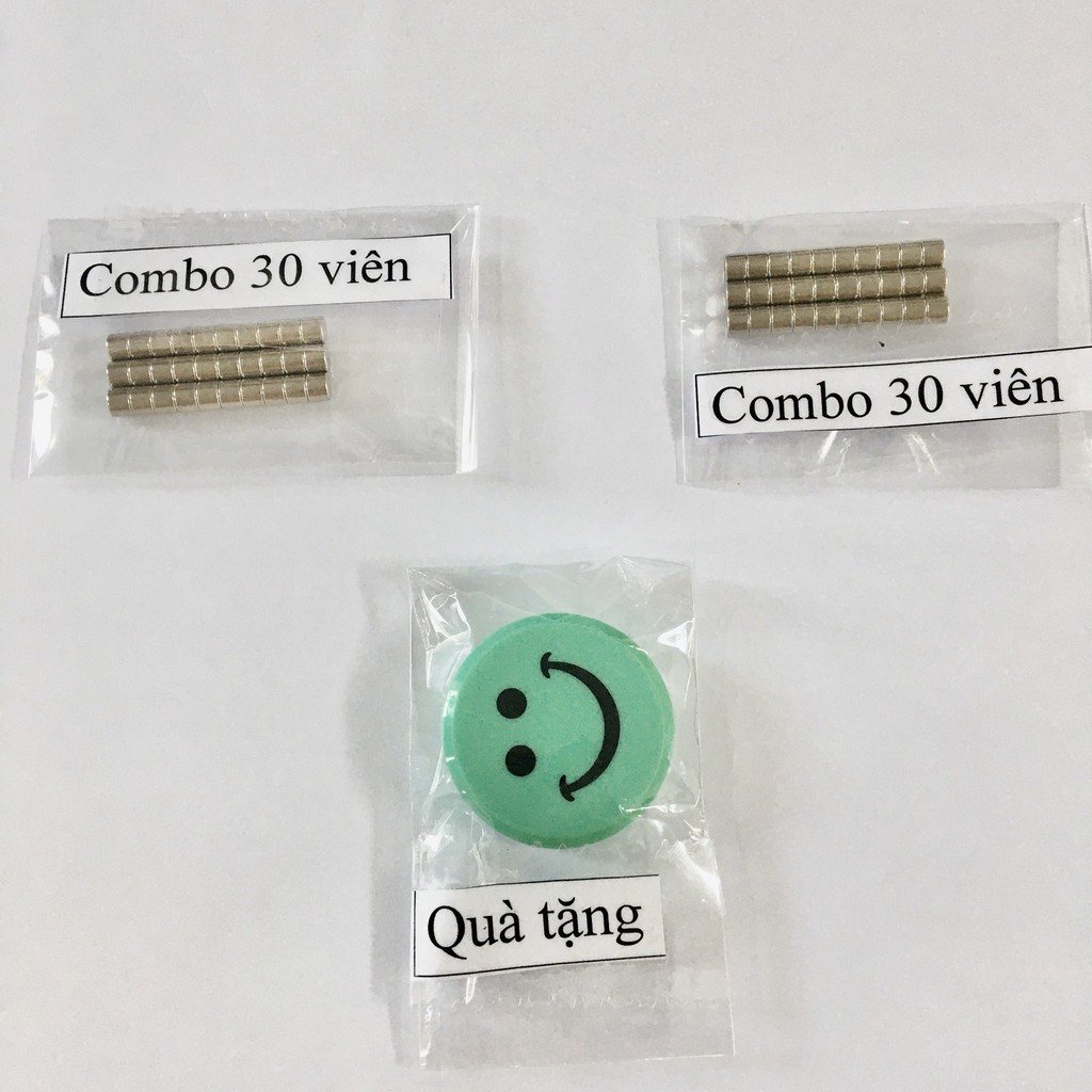 [ MUA 2 TẶNG 1] COMBO 30 VIÊN 4X3MM MẠ NIKEL(khi mua 2 combo sẽ được tặng thêm một viên nam châm dính bảng mặt cười)