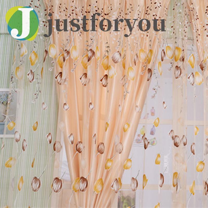 Rèm cửa sổ dạng hạt hình hoa tulip 2 lớp trang trí phòng ngủ độc đáo