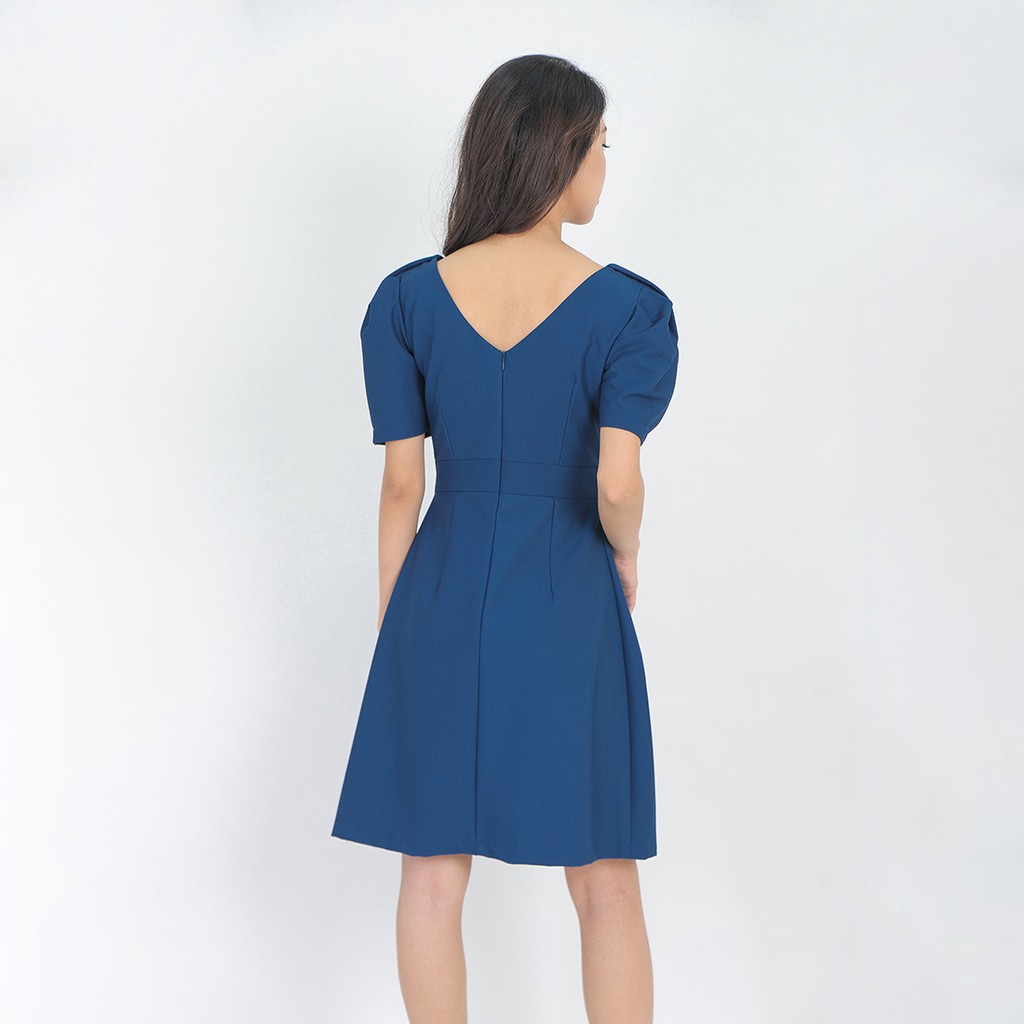 [Mã WABRWA15 giảm 15% đơn 300K] Váy đầm công sở thời trang eden dáng chữ a cổ tim tay phồng - D405 | BigBuy360 - bigbuy360.vn