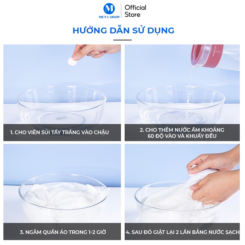 Viên Tẩy Trắng Quần Áo Nhật Bản Kinbata - Thuốc tẩy trắng, làm sáng quần áo bị ố vàng, vết bẩn khó giặt - Meta Shop