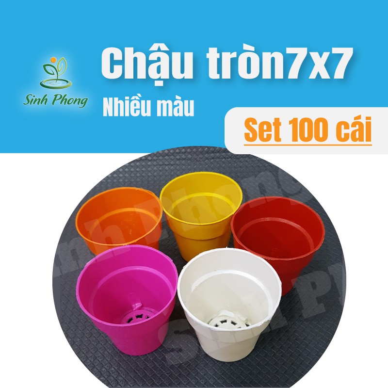 Chậu tròn 7x7 nhiều màu (Set 100 cái).